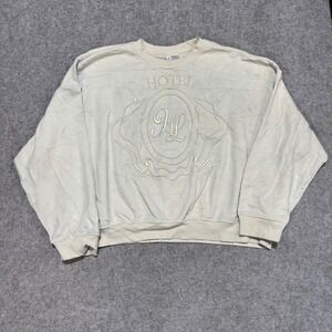 HM Divided Hotel De Luxe France Embroidered Sweatshirt Cream XL